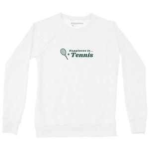 Happiness is... Women's Tennis Racquet Crew Sweatshirt - White