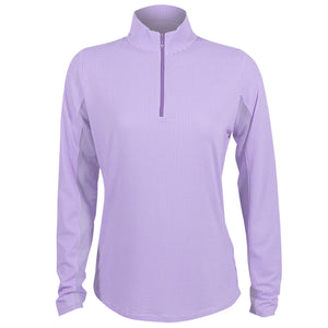 Ibkul Women's Mini Check Mock Neck Long Sleeve Top - Lavender/White