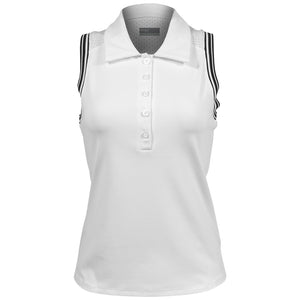 Lija Women's Holiday 25' Slice Sleeveless Polo - White/Black