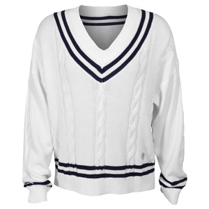MPG Women's Club Sweater - Brilliant White/Navy Blazer