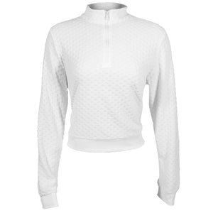 Sofibella Women's White Stripes 1/4 Zip Pullover - White