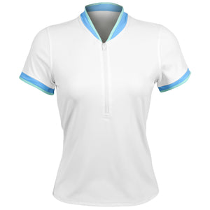 Lija Women's Match Point College Polo - White/Electric Mint