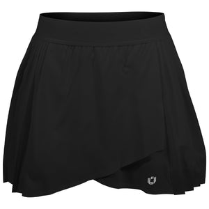 Ibkul Women's Solid Pleat 13" Skort - Black