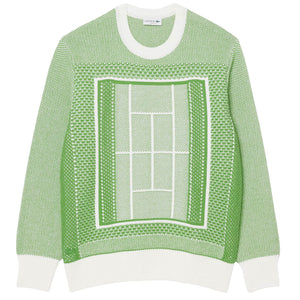Lacoste Men's Court Graphic Jaquard Sweater - Green/White