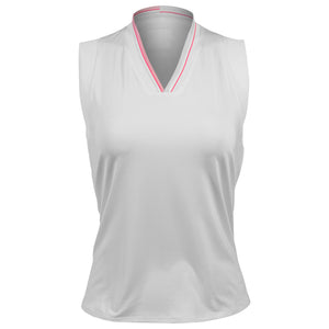 Lucky In Love Women's Weave It To Me V-Neck Tank - White/Pink