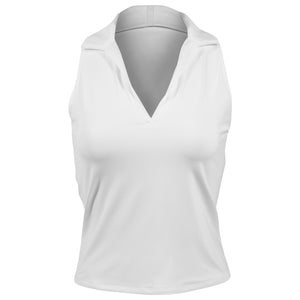 Lucky In Love Women's Club Polo Tank - White