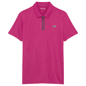 Lacoste Men's Ultra Dry Jacquard Tennis Polo - Rubine Red