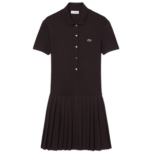 Lacoste Women's Stretch Pique Pleated Polo Dress - Brown