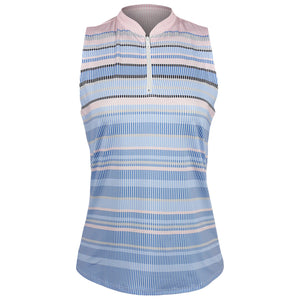 Lucky In Love Women's Linen Nouveau Zip Tank - Periwinkle