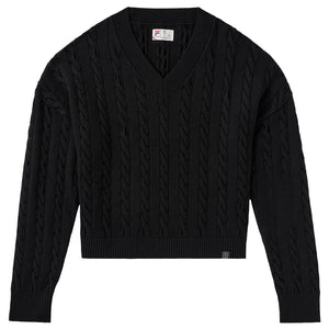 Fila Women's Baseline Chunky V-Neck Sweater - Black