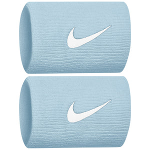 Nike Swoosh Premier Doublewide Wristbands 2 Pack - Hydrogen Blue