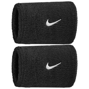 Nike Double Wide Classic Swoosh Wristband 2 Pack - Black/White