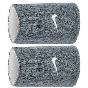 Nike Swoosh Double Wide Reversible Wristband 2 Pack - Cool Grey/White