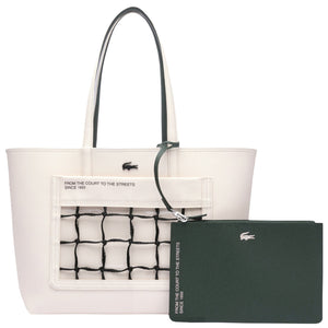 Lacoste Reversible Anna Tennis Net Tote Bag - Cream/Green