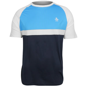 Penguin Men's Raglan Blocked Crew Tee - Malibu Blue