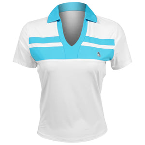 Penguin Women's Colour Block Polo - Bright White