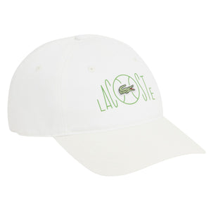 Lacoste Printed Cotton Twill Cap - White/Green