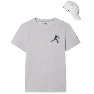 Lacoste Men's Djokovic Cap and Tee Set - Grey/Navy Blue