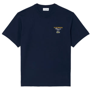 Lacoste Men's Embroidered Accent Tennis Print Tee - Midnight Navy