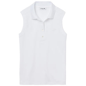 Lacoste Women's Sleeveless Cotton Pique Polo - White