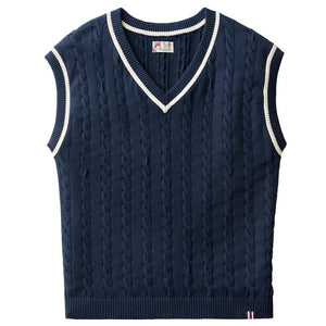 Fila Men's Baseline Cable Knit Vest - Fila Navy