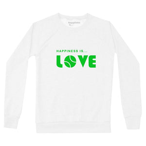 Happiness is... Women's Tennis Love Sweatshirt - White/Green