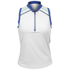 Sofibella Women's Perfect Storm Sleeveless Zipped Tank - White/True Blue
