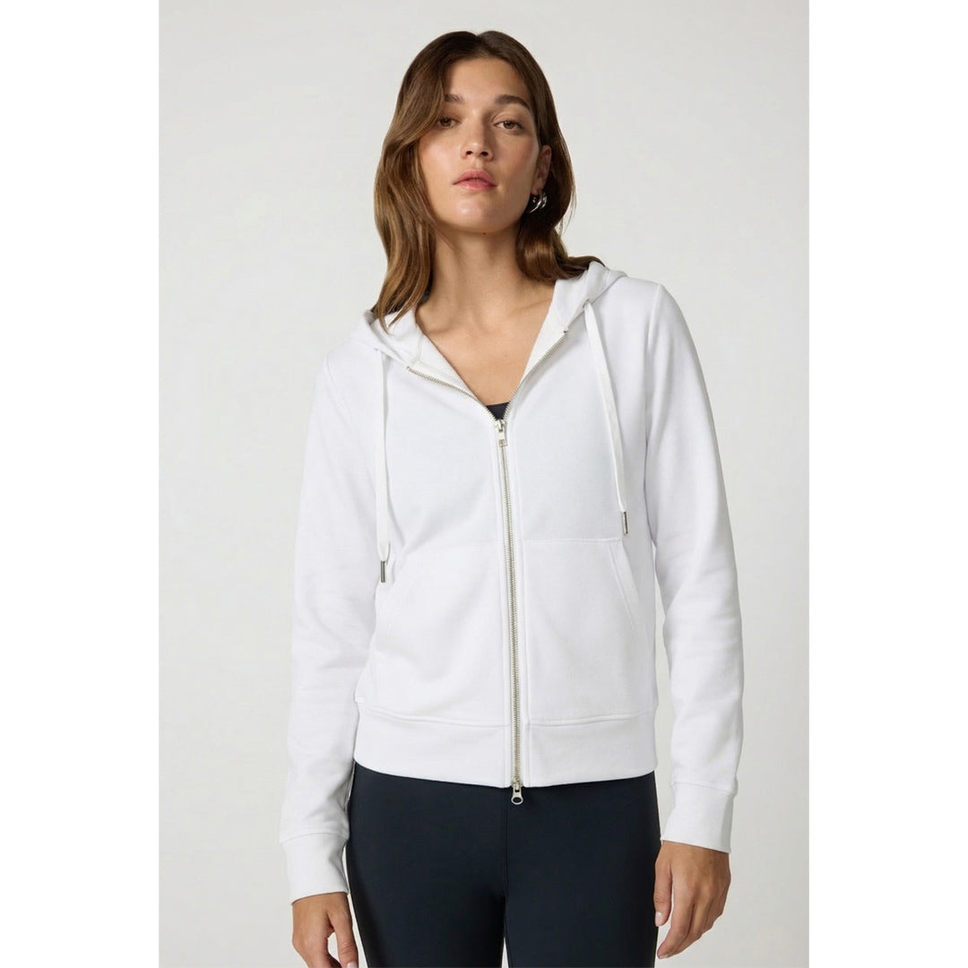 MPG Women's Cozy Fleece Full Zip Hoodie - Brilliant White