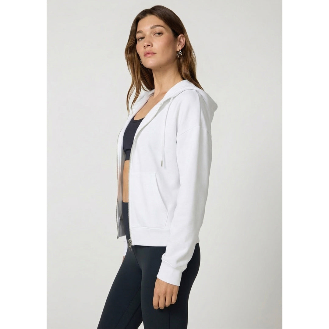 MPG Women's Cozy Fleece Full Zip Hoodie - Brilliant White