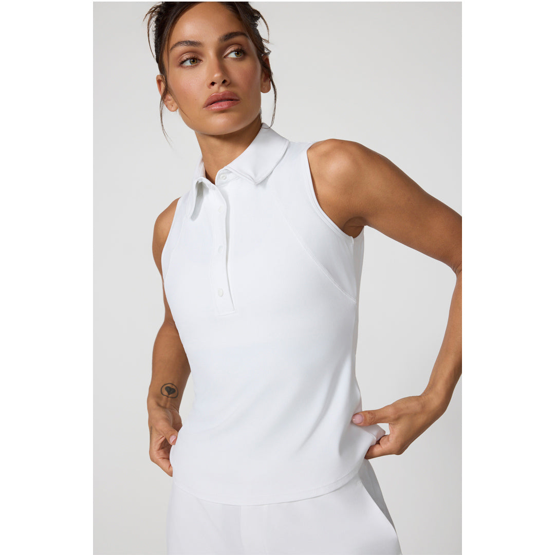 MPG Women's Cloud Club Sleeveless Polo - Brilliant White