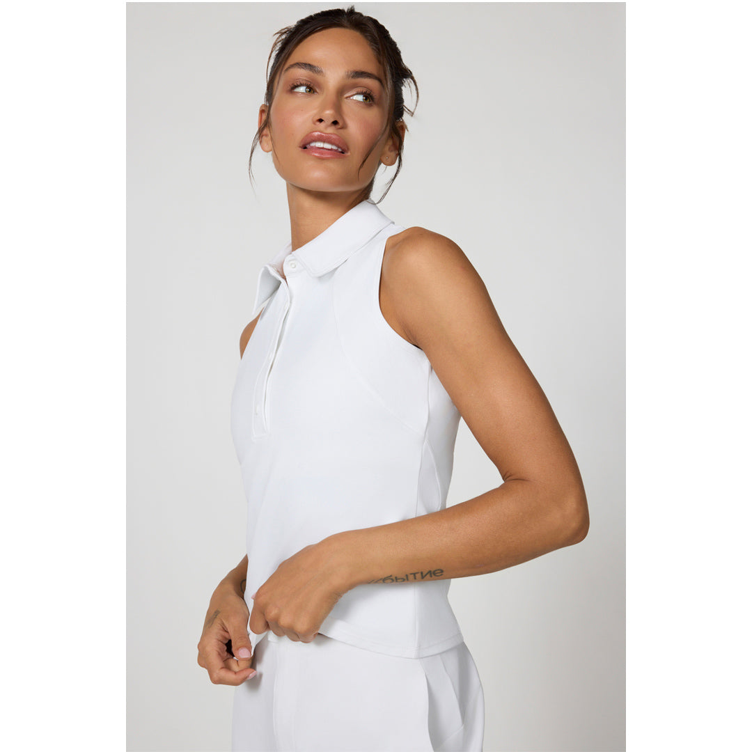 MPG Women's Cloud Club Sleeveless Polo - Brilliant White
