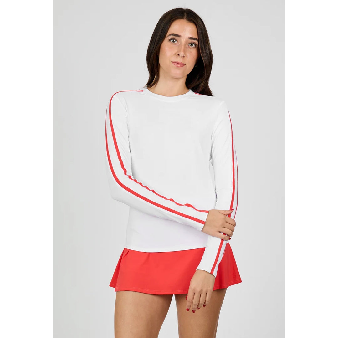 Sofibella Women's Style Icons Performance Long Sleeve - White/Hibiscus