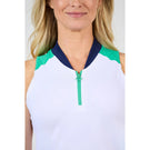 Sofibella Women's Green Spirit Greenline Sleeveless Polo - White