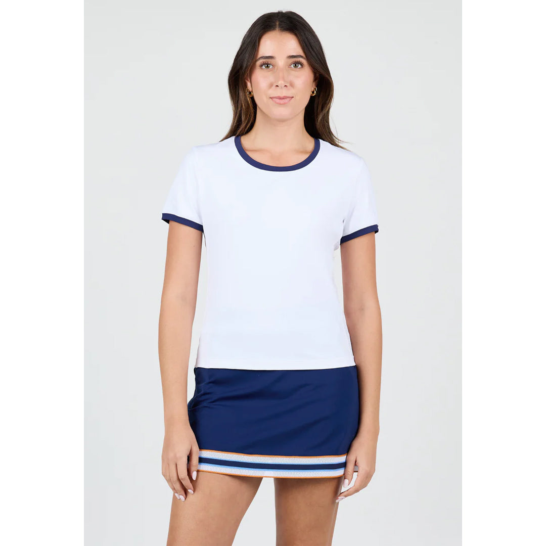 Sofibella Women's Classic Currents Cap Sleeve Tee - White