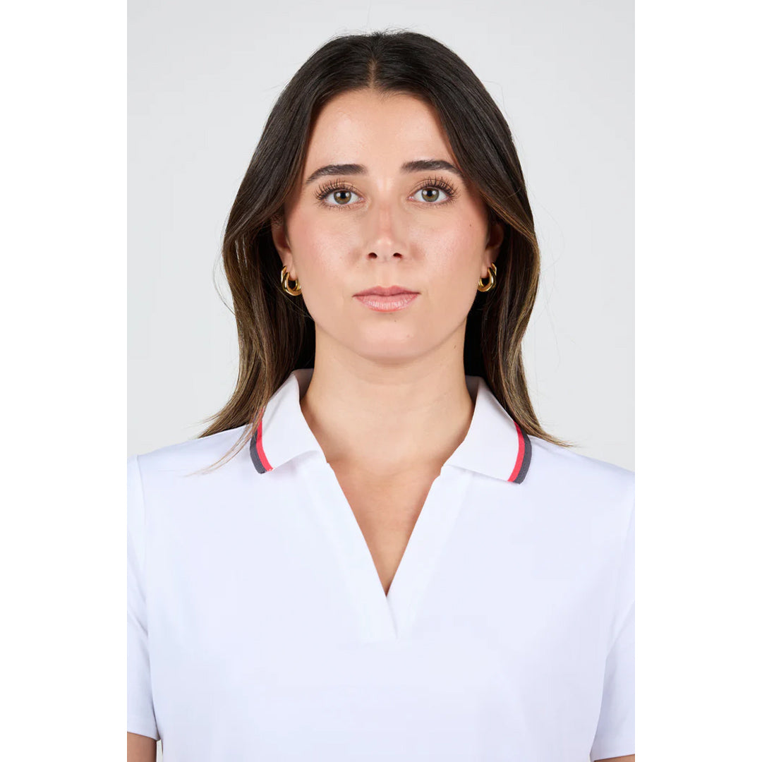 Sofibella Women's Berry Fusion Short Sleeve Polo - White