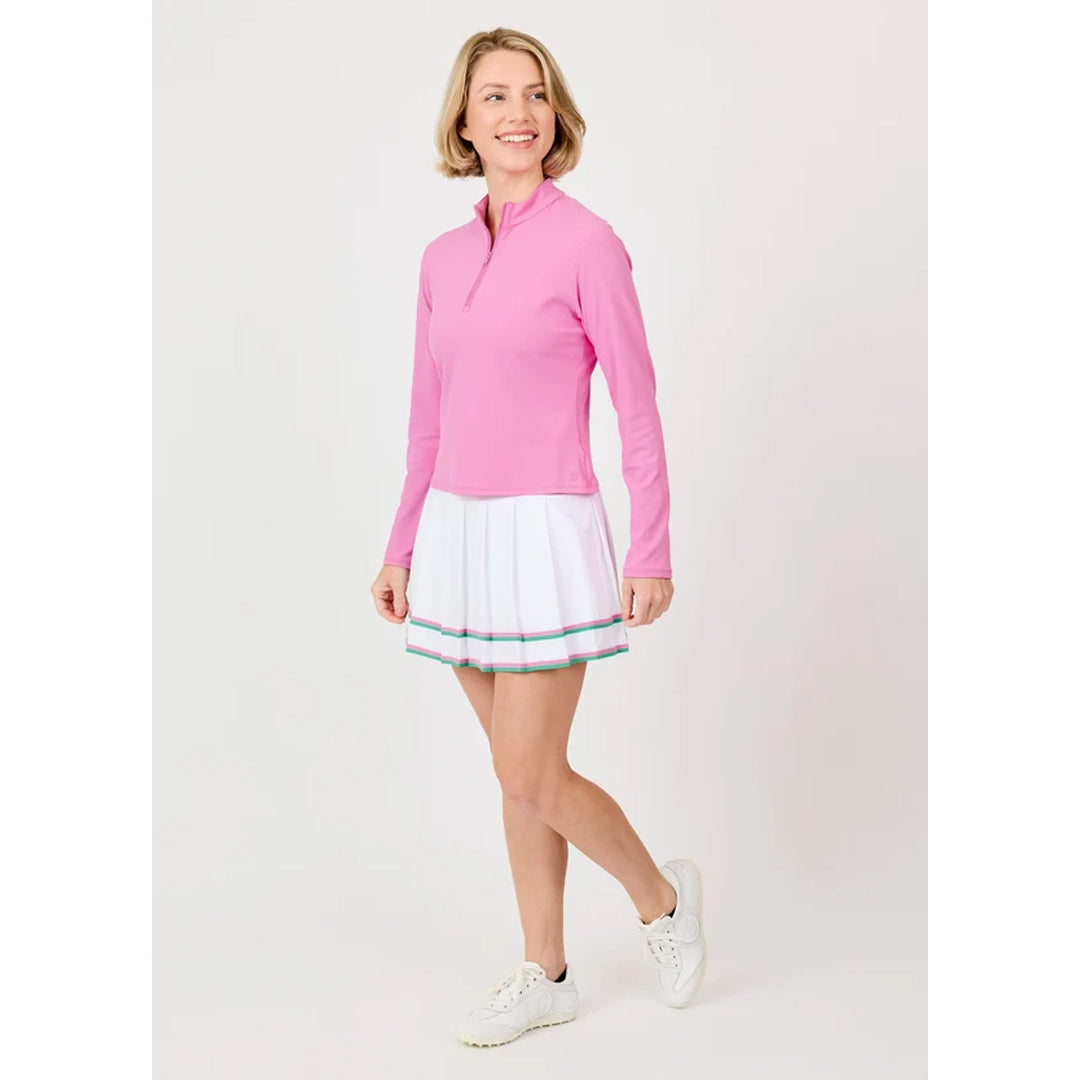 Sofibella Women's Nantucket Flex Rib 1/4 Zip Long Sleeve - Preppy Pink