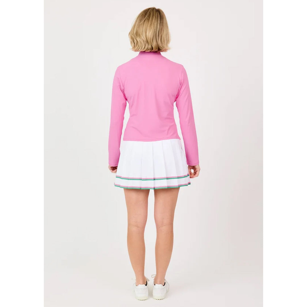Sofibella Women's Nantucket Flex Rib 1/4 Zip Long Sleeve - Preppy Pink