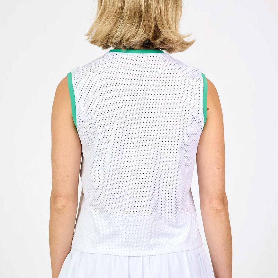 Sofibella Women's Alpine Whites Mesh Sleeveless Top - White