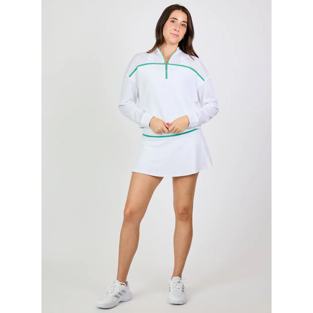 Sofibella Women's Alpine Whites 1/4 Longsleeve Zip - White