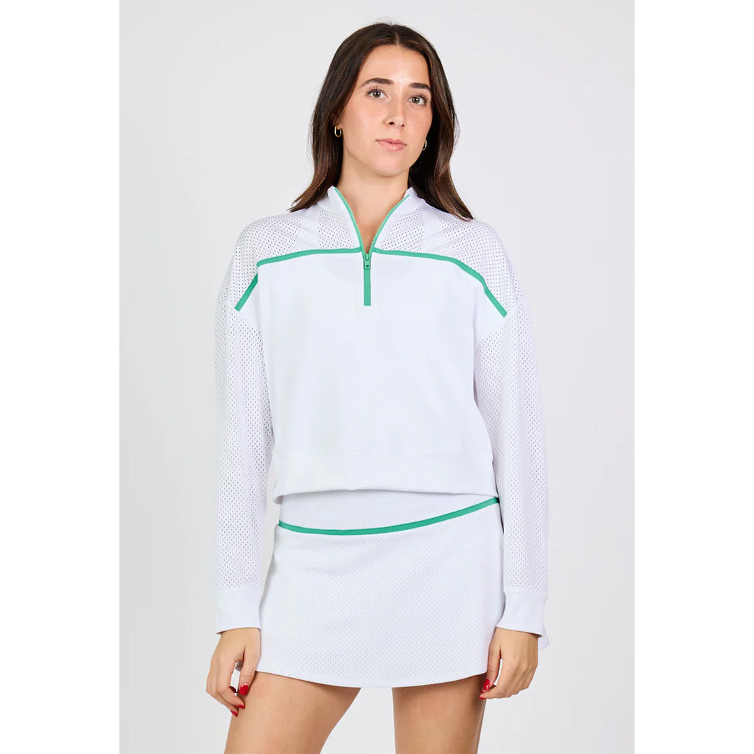 Sofibella Women's Alpine Whites 1/4 Longsleeve Zip - White