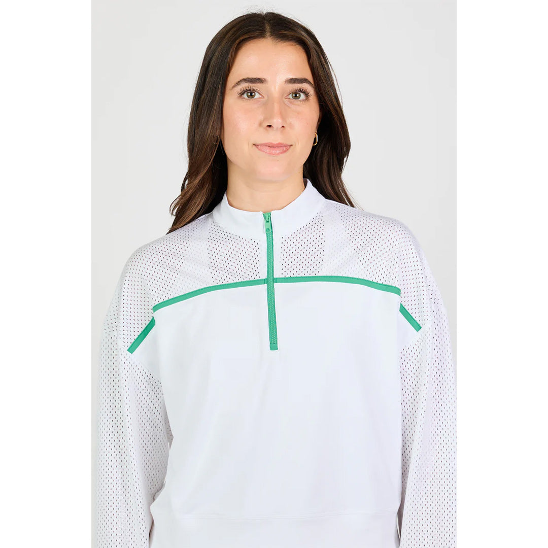 Sofibella Women's Alpine Whites 1/4 Longsleeve Zip - White