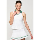 Lija Women's Holiday 25' Pique V Neck Tank - White/Fern