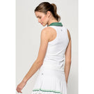 Lija Women's Holiday 25' Pique V Neck Tank - White/Fern