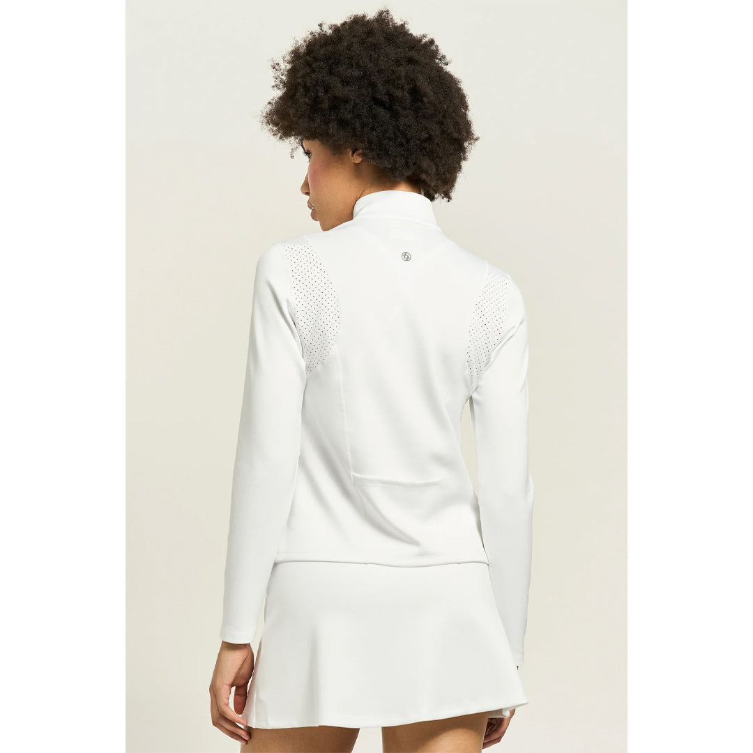 Lija Women's Nolan Zip Mock Long Sleeve - White