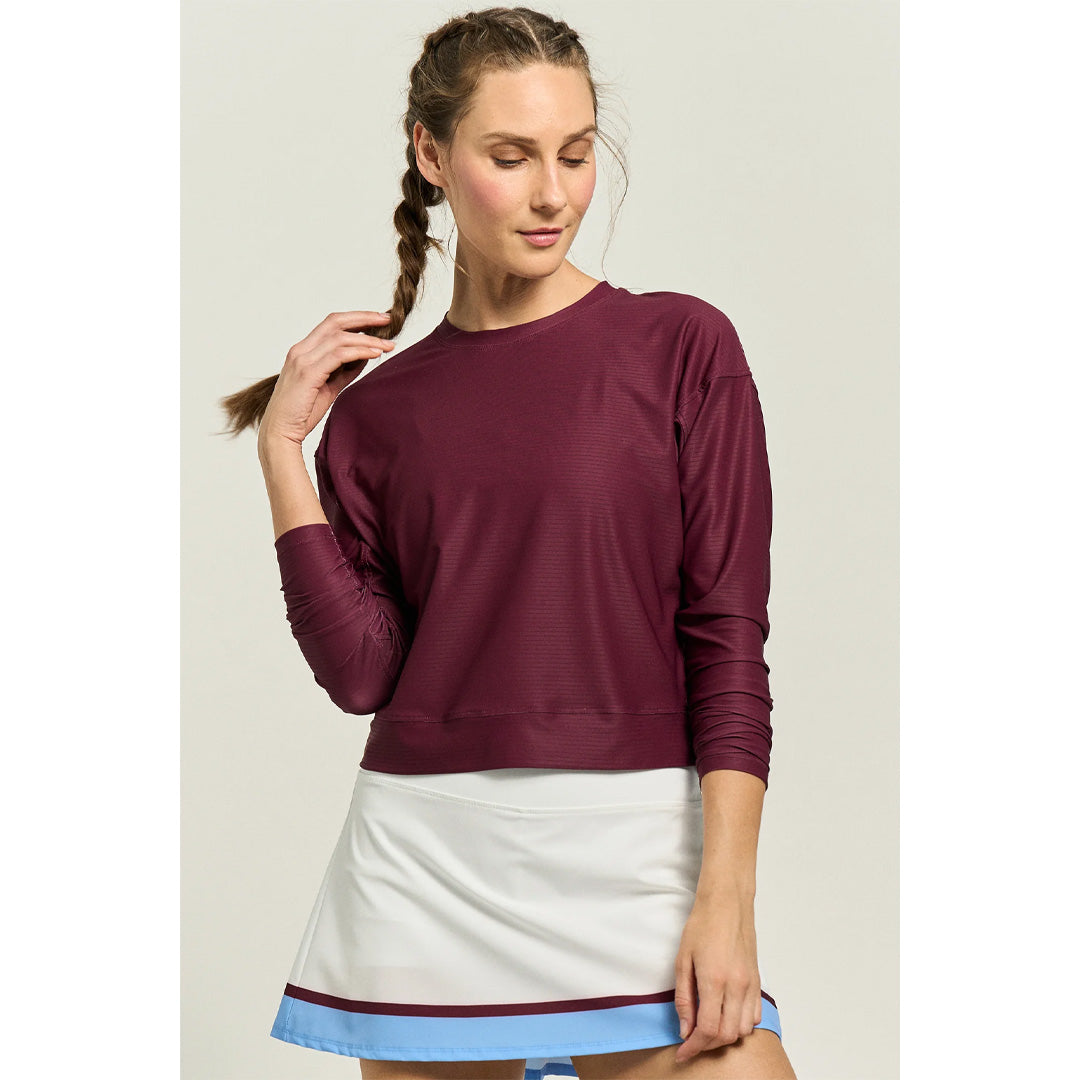 Lija Women's Love All Rally Long Sleeve Top - Cabernet