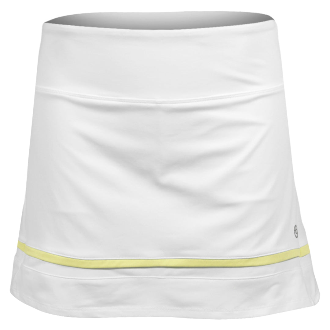 Lija Women's Modern Match Banded Arena Skort - White/Pastel Yellow