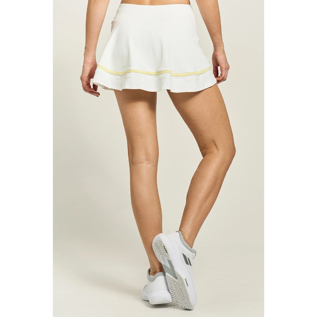 Lija Women's Modern Match Banded Arena Skort - White/Pastel Yellow