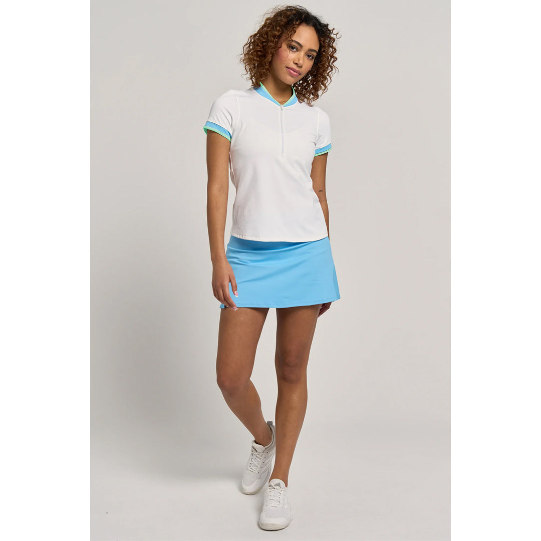 Lija Women's Match Point College Polo - White/Electric Mint
