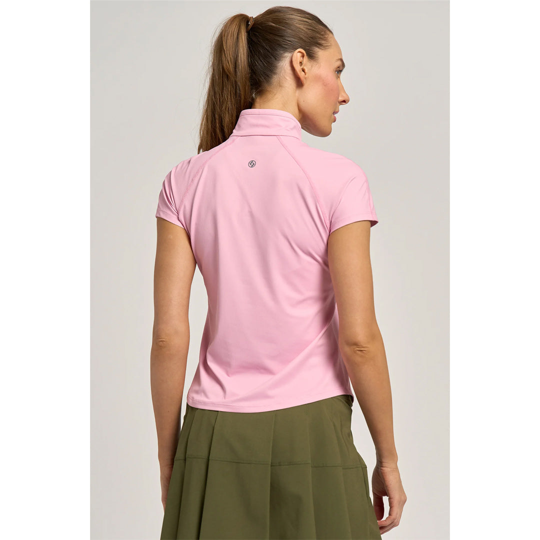 Lija Women's Born To Play Sly Zip Mock Tee - Peonies