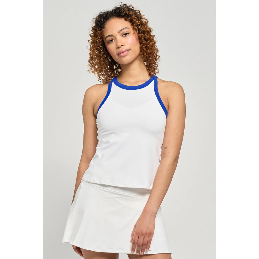 Lija Women's Court Crush Doubles Tank - White/Cobalt